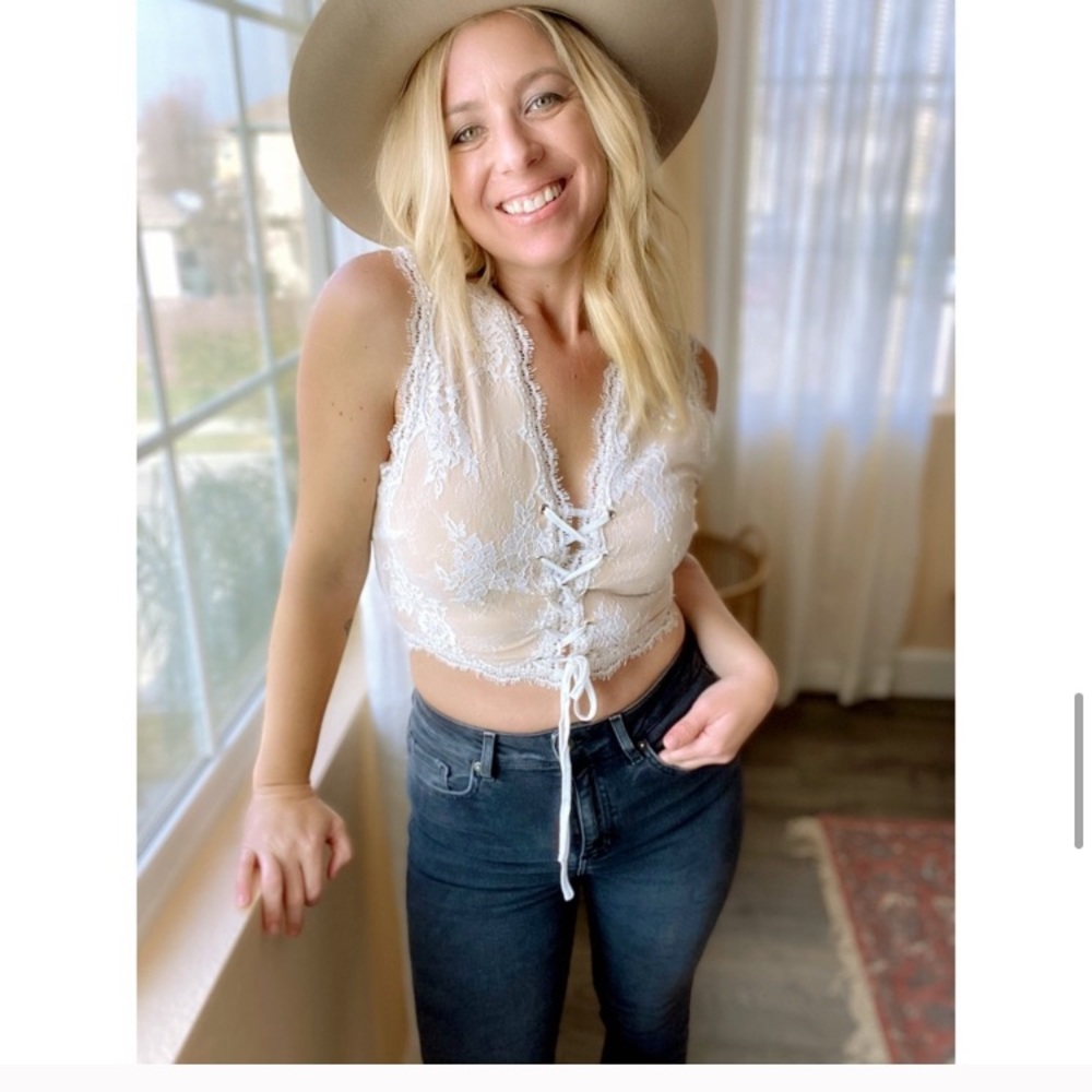 LAST Tie Front Lacey Crop